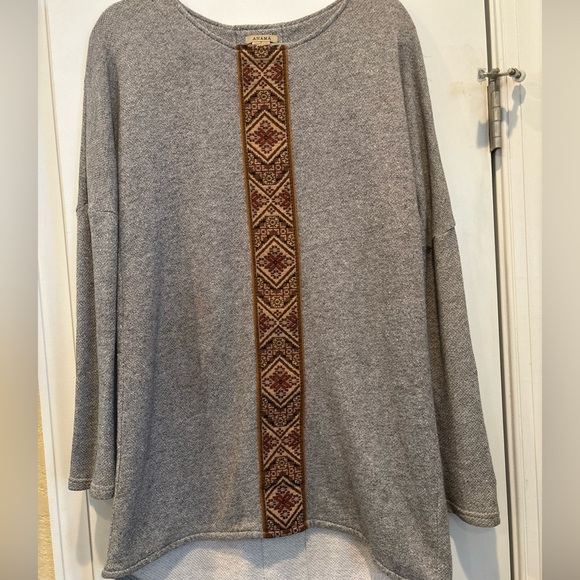 Anama Top  S-M Exclusive Of Trim Drop Sleeve Grey Cotton Poly Cut Out Back - Picture 1 of 14
